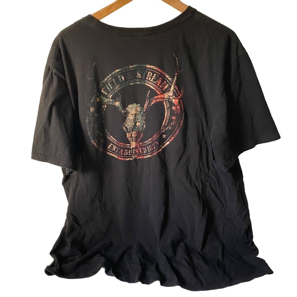 Field & Stream black t-shirt deer skull‎ tie dye hunting men XXL